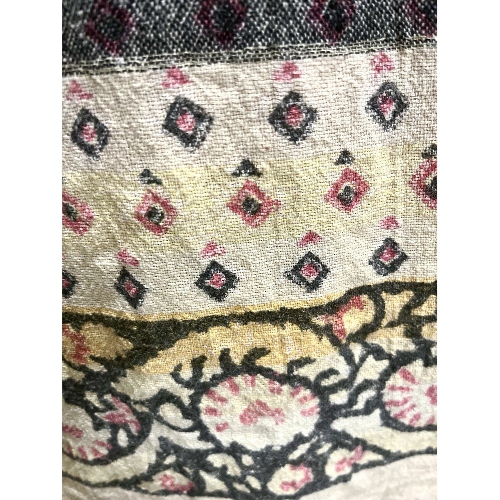 Vintage Hand Woven Likely Cotton Fabric From India Elephants 80"x100" Bohemian